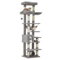 Garvee Multi-Level Cat Tree with Condo, 74" Tall Cat Tower with 11 Scratching Posts, Hammock, Tunnel, Large Top Perches & Anti-tip Kit, Indoor Cat Furniture for Large Cats, Light Gray