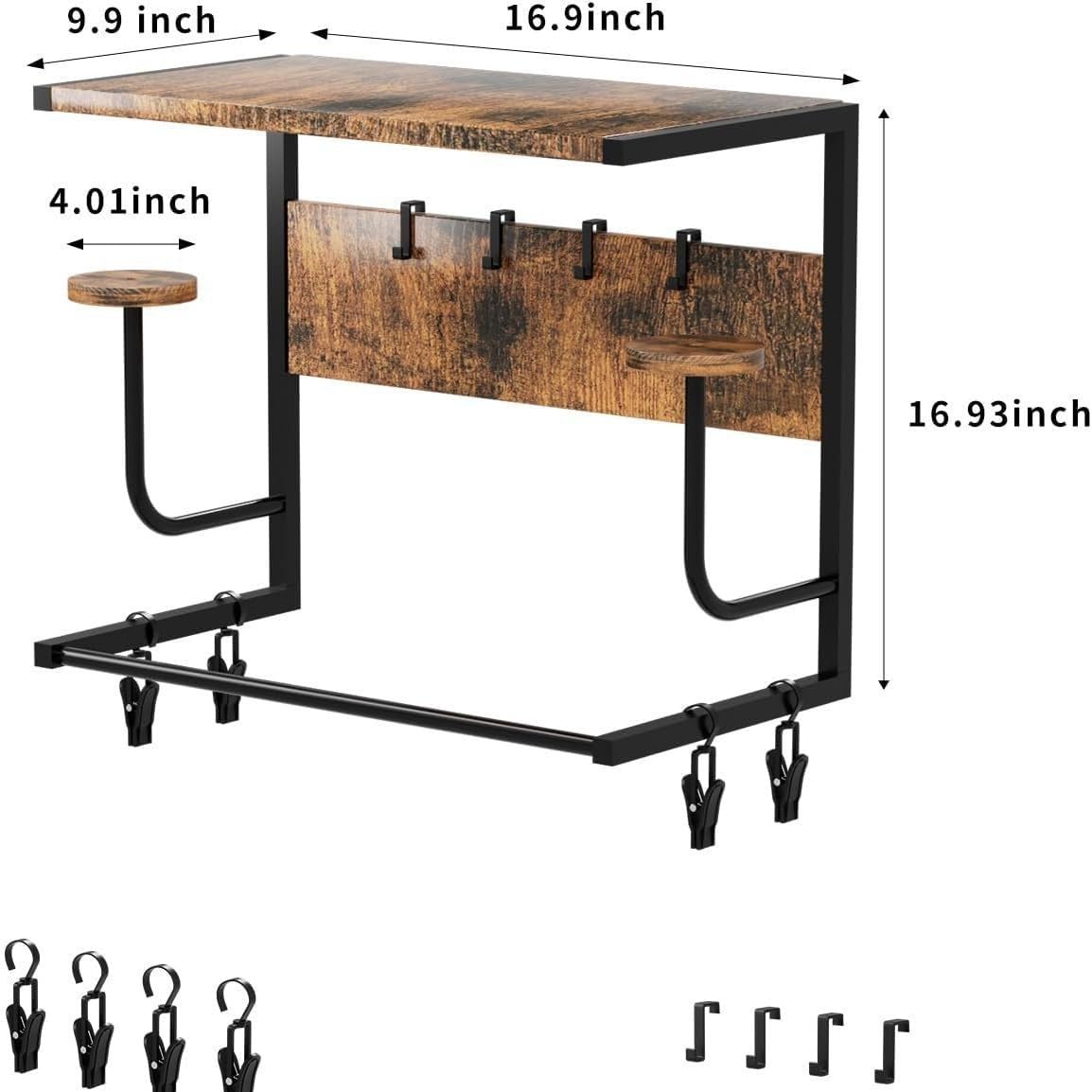 Garvee Wall-Mounted Helmet Rack Organizer for Motorcycle & Cycle – 4 Holders with 4 Integrated Hooks – Sturdy Space-Saving Storage for Garage or Entryway – Easy Install – Melamine Board