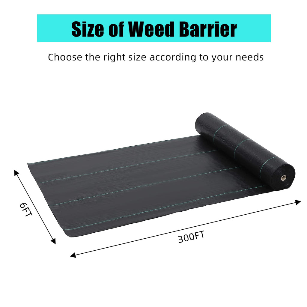 Garvee 6 ft X 300 ft Weed Barrier Landscape Fabric Heavy Duty, Premium 2.4 oz Ground Cover Weed Block Gardening Mat, Easy Setup & Superior Weed Control, for Erosion Control, Weed Barrier