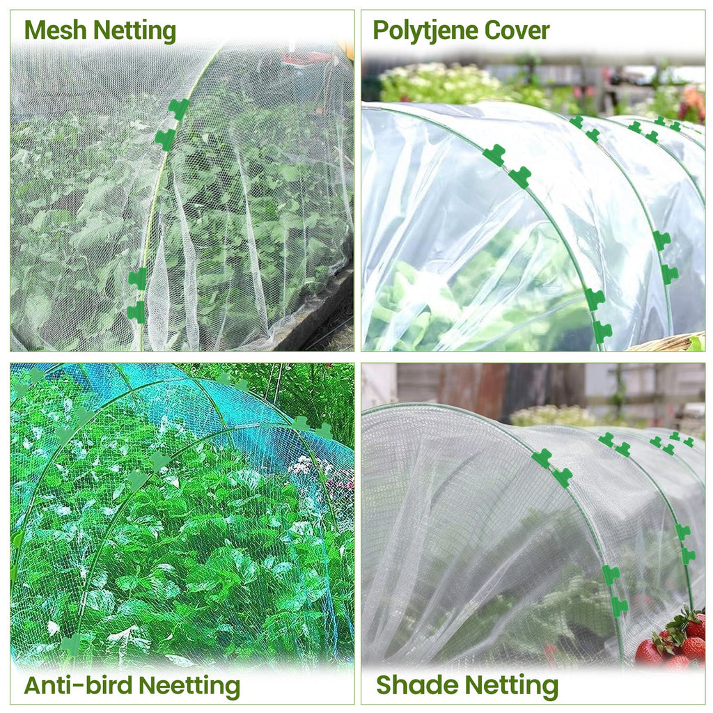 Garvee Garden Netting Kit for Raised Beds and Vegetable Plants, 8 × 24 FT Fine Mesh Cover with 5 Fiberglass Hoops and 20 Clips