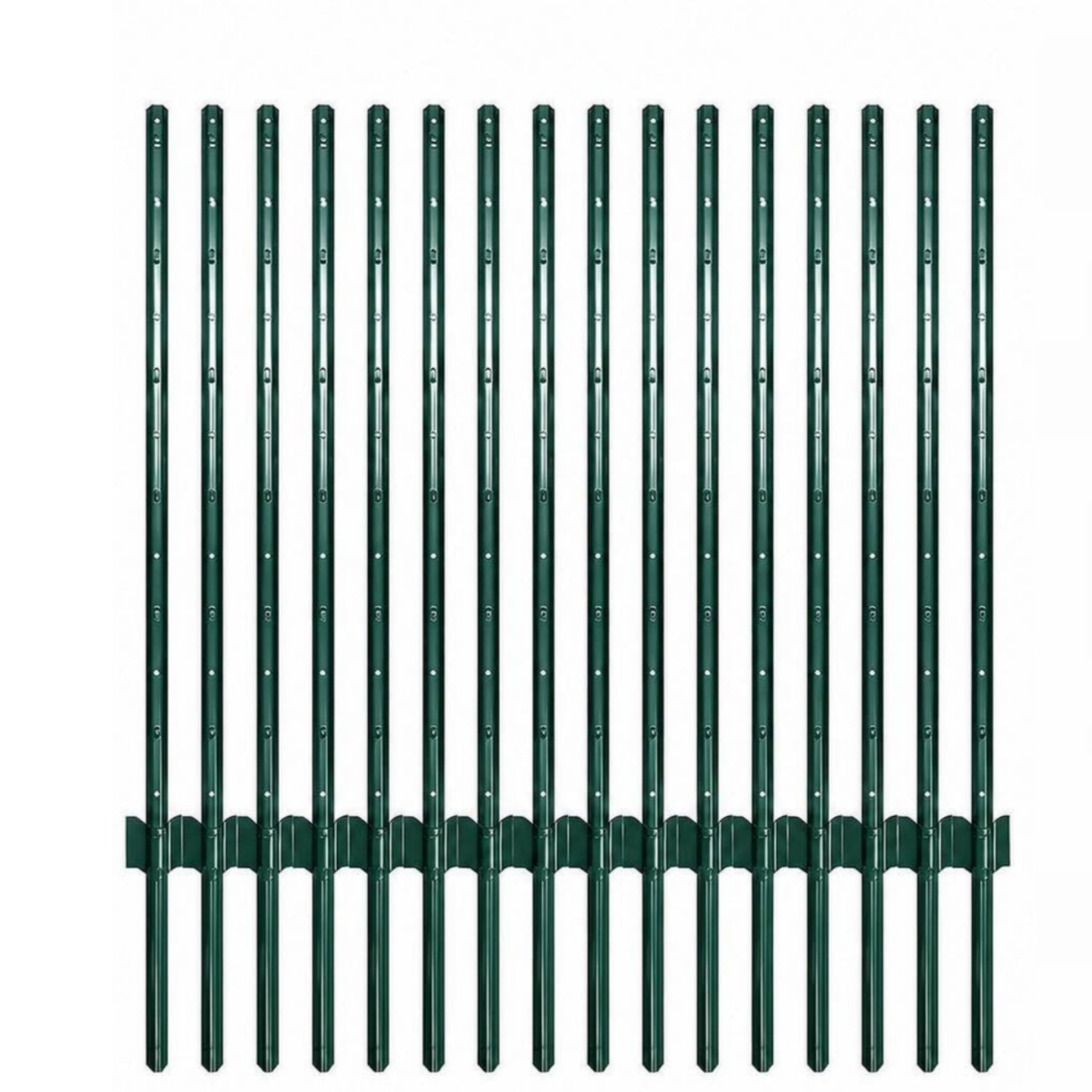 Garvee Heavy Duty 4 FT U-Channel Metal Fence Posts (15-Pack) - No-Dig Steel Garden Stakes with Anchor Plates for Yard Protective Netting and Wire Fencing, Green