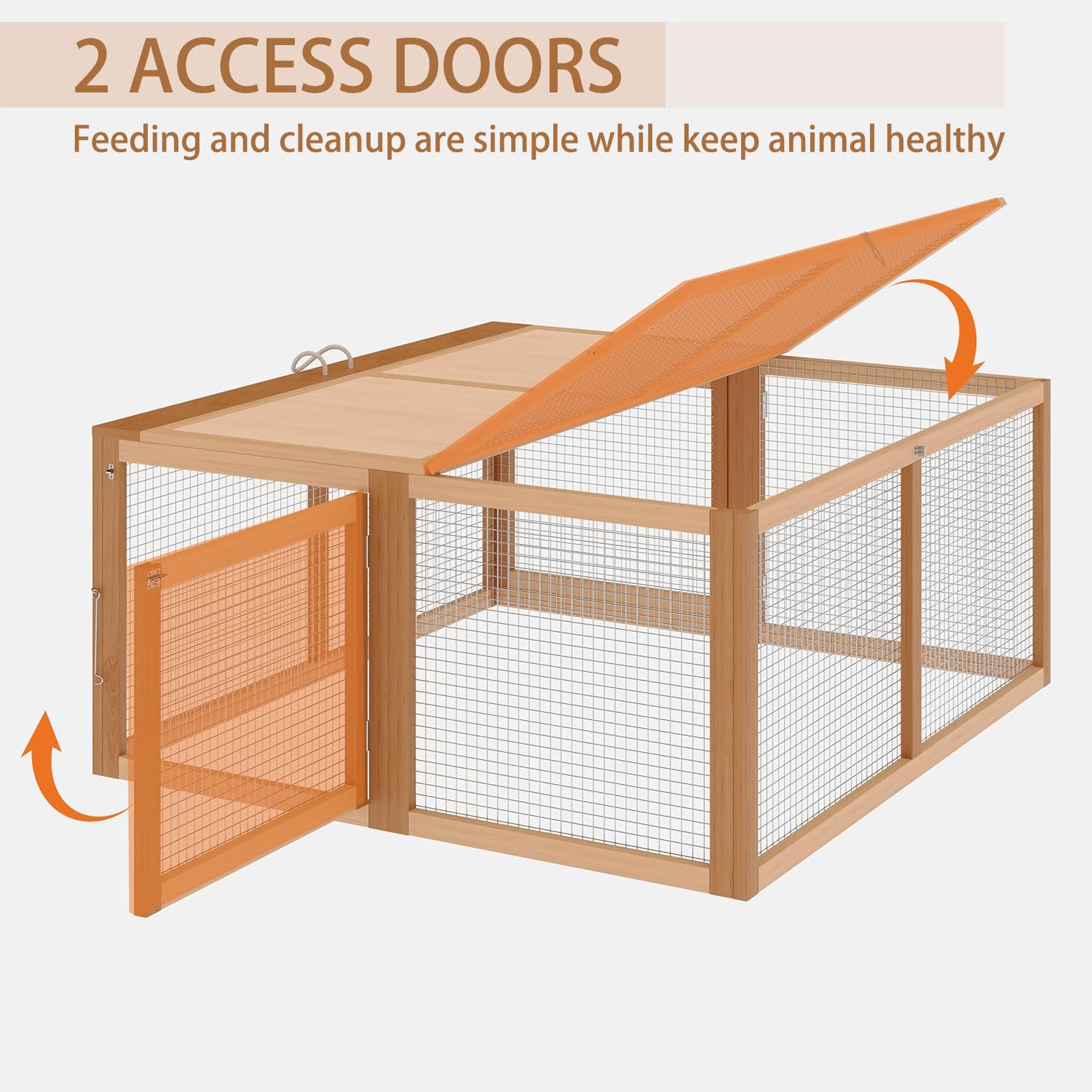 Garvee Portable Folding Wooden Small Animal Cage – No-Assembly Collapsible Hutch for Chickens, Rabbits, Ducks, Guinea Pigs – Sturdy Pine Frame, Easy Access – Secure, Ventilated Outdoor/Indoor Enclosure – Wood Color-1