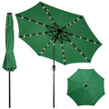 Garvee 9 FT Solar LED Patio Umbrella, Outdoor Market Table Umbrella with Tilt & Crank, 32 Lights, 8 Iron Ribs, UV Sun Shade for Garden, Deck & Pool, Dark Green