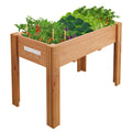Garvee Ergonomic Wooden Raised Garden Bed with Legs & Hooks, 47" x 30" x 22" Large Outdoor Planter Box with Non-Woven Liner, Easy Assembly for Vegetables, Herbs & Flowers, Oak