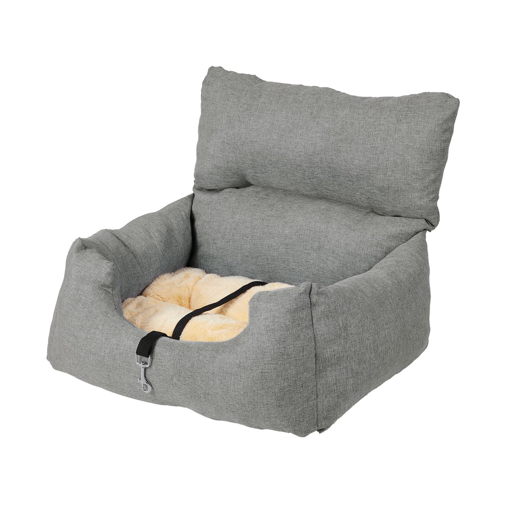Garvee Dog Booster Car Seat Bed for Small Dogs Up to 18 LB, Portable Elevated Puppy Travel Car Seat with Tether & Reversible Cushion for Front and Back Use, Grey