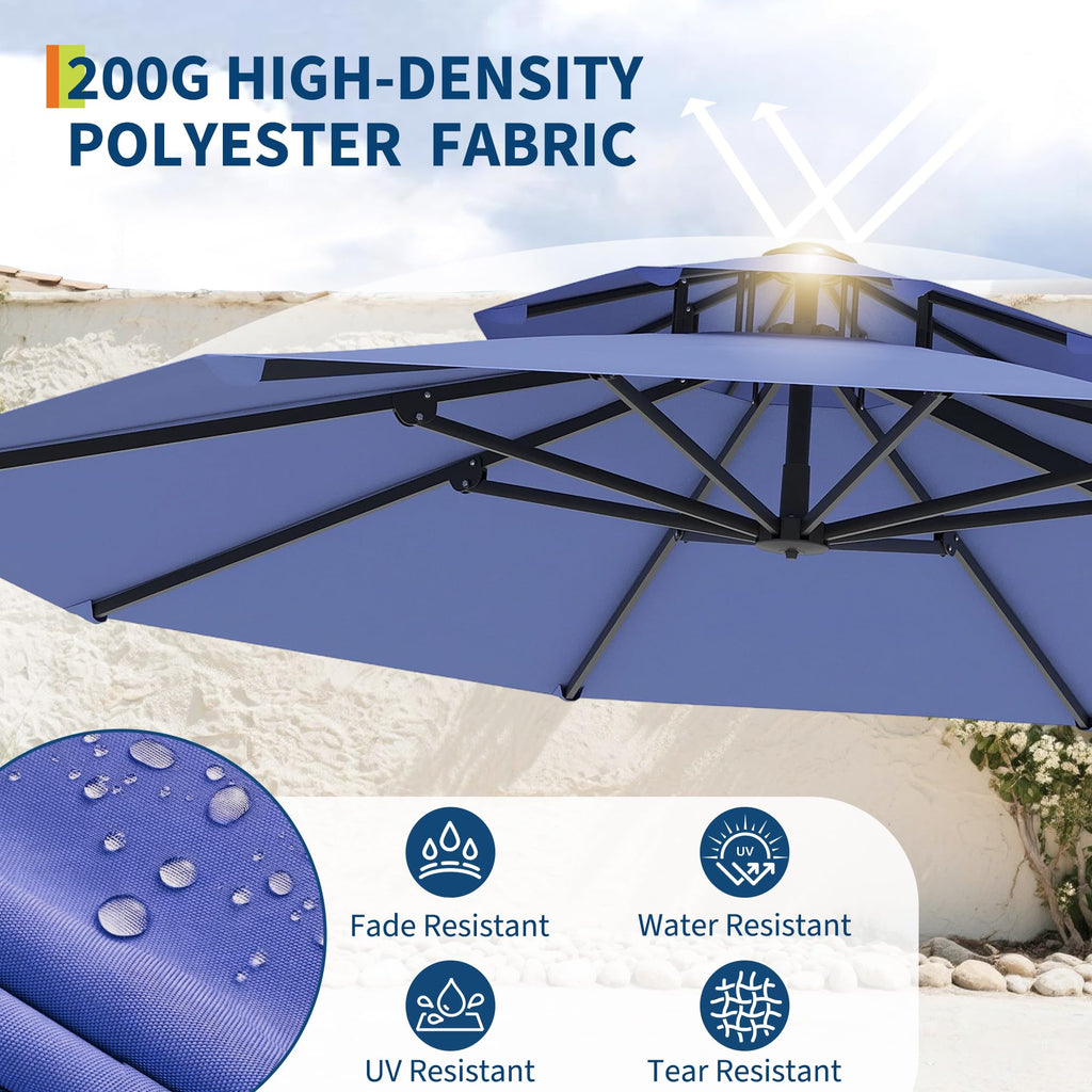 Garvee 10FT Offset Cantilever Patio Umbrella – 360° Rotation, Easy Tilt, UV Protection, Fade-Resistant Polyester – Large Outdoor Sun Shade Parasol for Pool, Deck, Garden, Backyard, Navy Blue