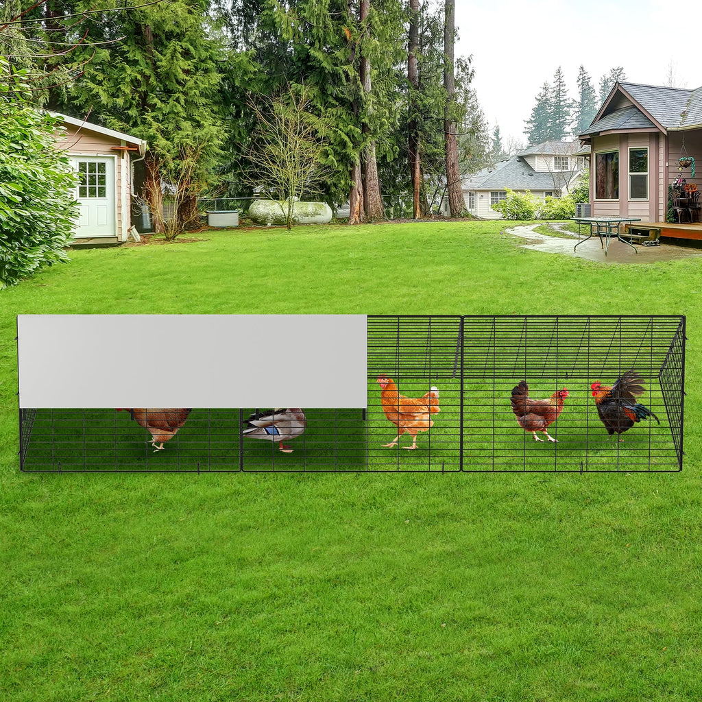 Garvee 10ft Heavy Duty Metal Chicken Tunnel Outdoor Run – Hunter-Proof Triangular Poultry Enclosure with Weatherproof UV Cover, Ground Stakes & Locks for Chickens, Ducks & Rabbits