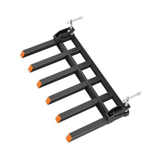 Garvee Heavy Duty 58 Inch Clamp-On Pallet Forks, Set of 6 – 4000 lbs Capacity for Tractor Loader Bucket – Robust Design – Color: Black & Orange