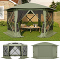 Garvee 10' x 12' Pop Up Screen Tent, 6-Sided 300D Oxford Screen House with Removable Canopy, UPF 50 Waterproof Camping Gazebo, Army Green