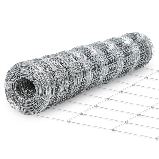 Garvee 4ft x 328f Duty Galvanized Metal Wire Mesh Fence – High Strength, Weather Resistant Livestock Field Fencing – Durable Zinc Coated for Cattle, Deer, Goat, Hog, Sheep and Animal Protection, Silver, 1.6±0.2mm