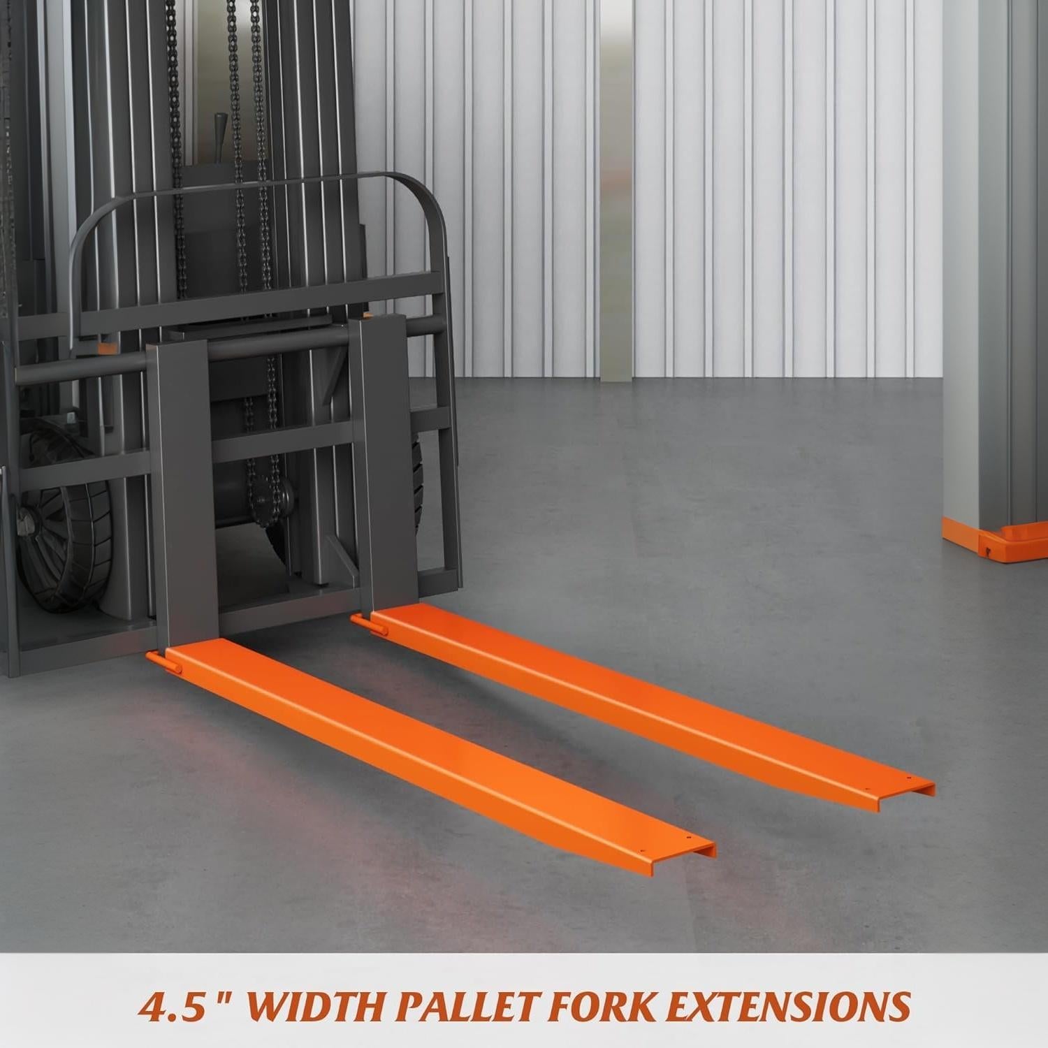 Garvee 60" × 4.5" Forklift Extensions, 4600 lb Steel Pallet Fork Sleeves for Warehouse and Farm