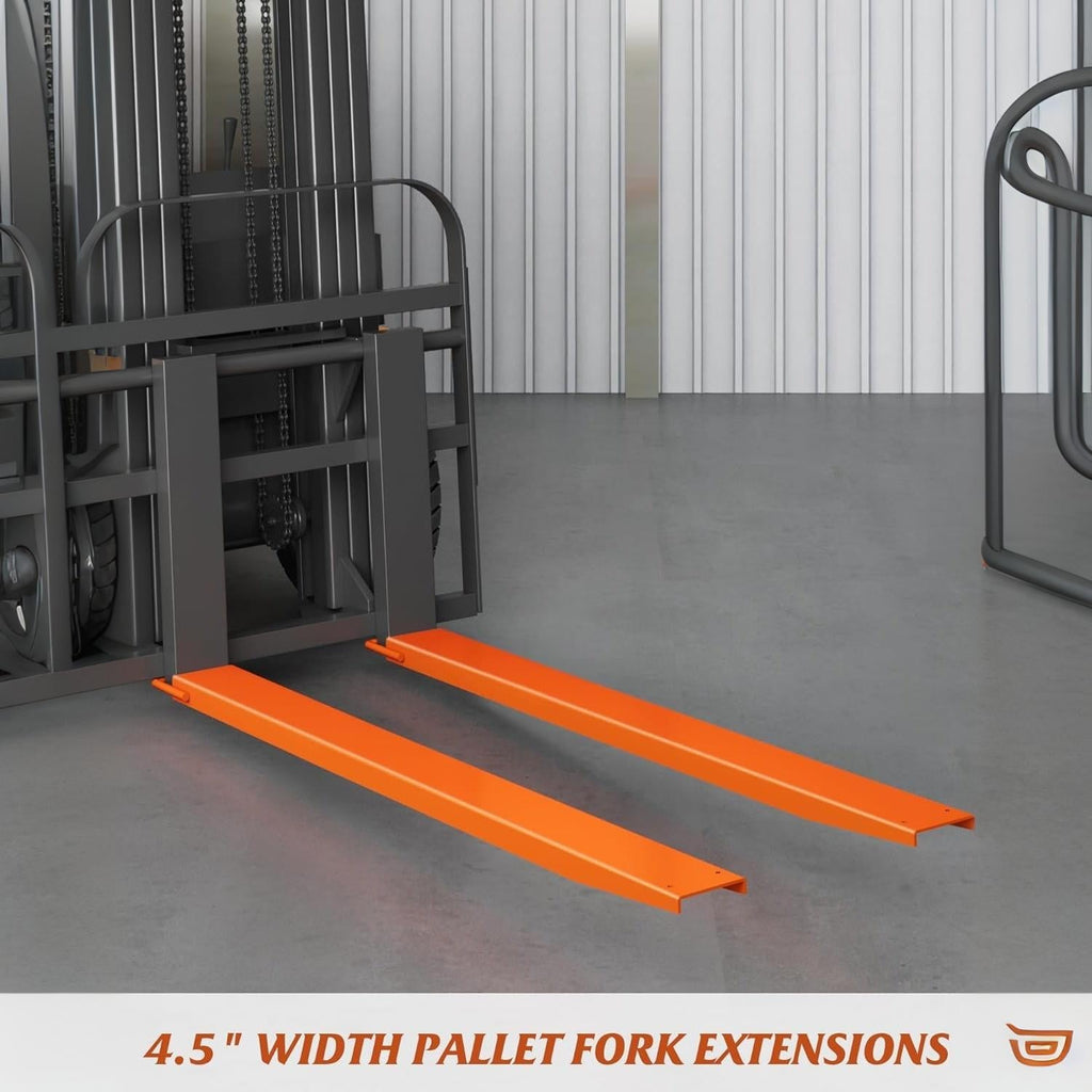Garvee 72" × 4.5" Forklift Extensions, 4600 lb Steel Pallet Fork Sleeves, 1 Pair for Forklift, Orange