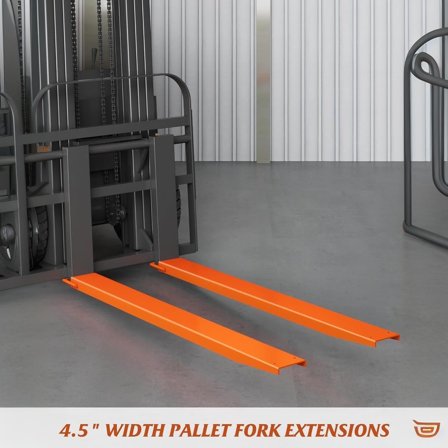 Garvee 72" × 4.5" Forklift Extensions, 4600 lb Steel Pallet Fork Sleeves, 1 Pair for Forklift, Orange