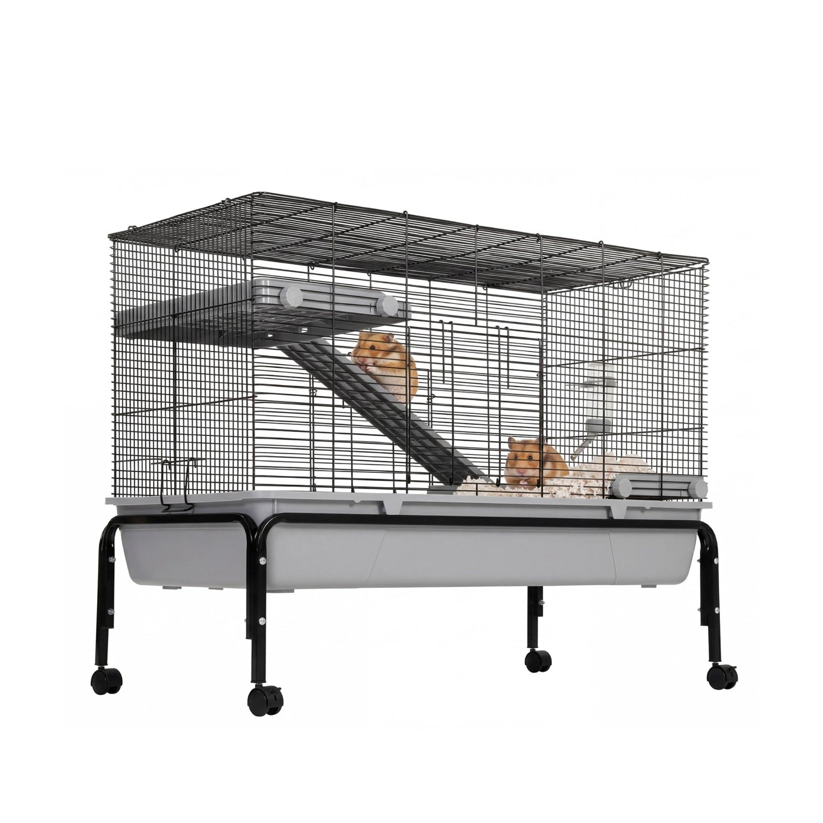 Garvee Flight Cages for Parakeets Small Birds Budgies Finches Canaries Lovebirds Sun Conures Parrots Bird Cage w/Rolling Stand, Black