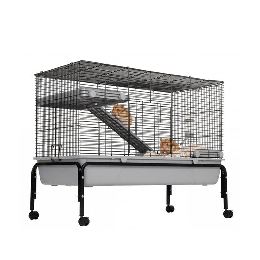 Garvee Flight Cages for Parakeets Small Birds Budgies Finches Canaries Lovebirds Sun Conures Parrots Bird Cage w/Rolling Stand, Black