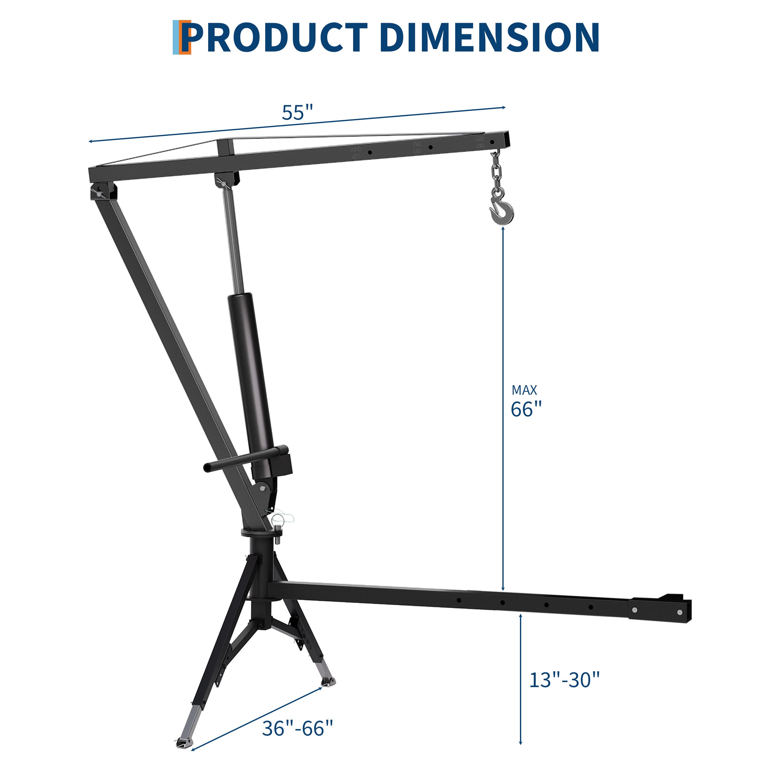 Garvee Heavy Duty Pickup Truck Crane– 1000 Lbs Capacity Hitch Mount Crane with 360° Swivel & Adjustable Boom, Heavy Duty Steel Shop Crane for Garage, Black