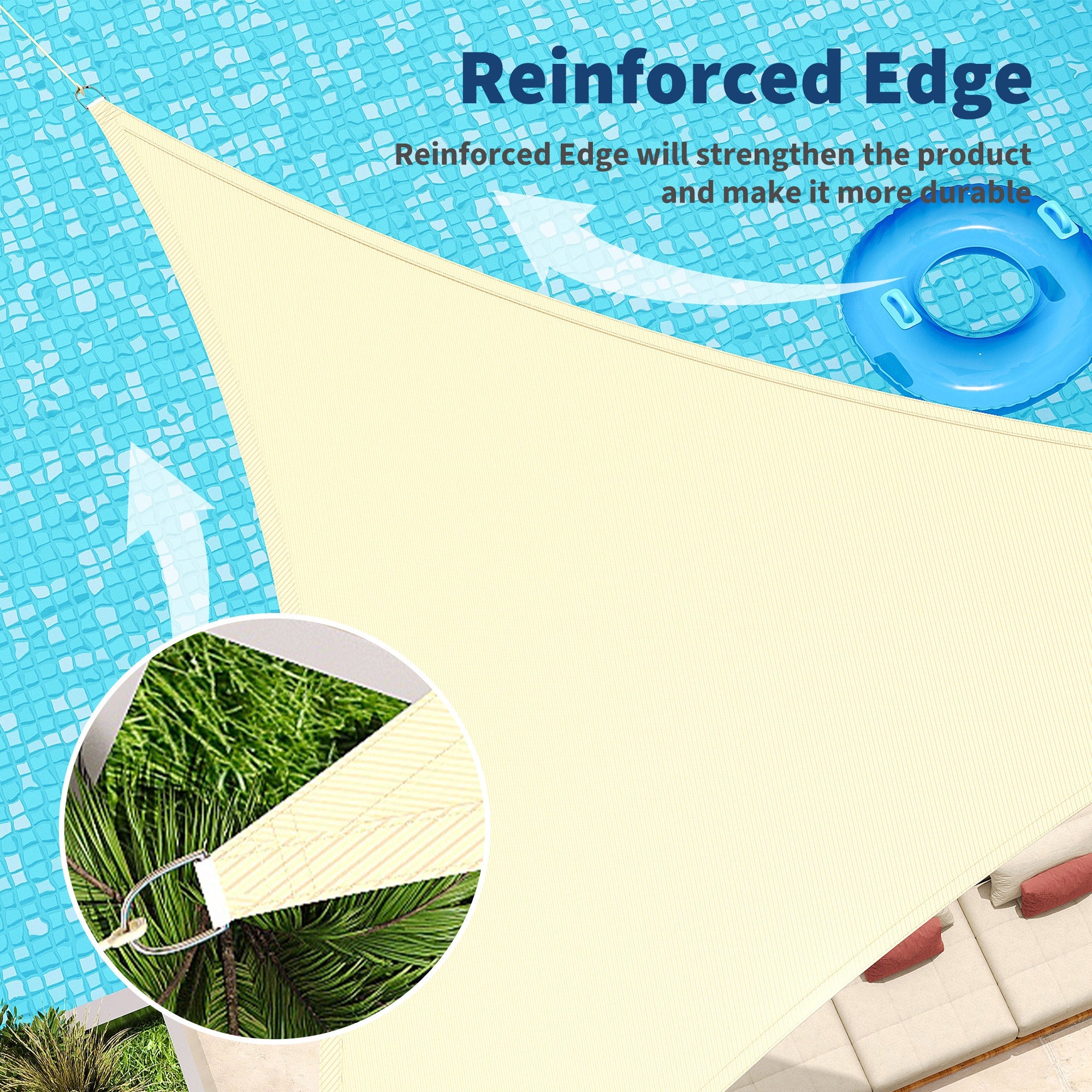 Garvee Sun Shade Sail 16'X16'X16' Triangle Sand UV Block Sunshade for Backyard Yard Deck Patio Garden Outdoor Activities and Facility, Sand