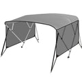 Garvee 4 Bow Bimini Top for Boats - 8'L x 54"H x 73"-78"W - 600D PU-Coated Light Gray Canvas Canopy with Translucent Side Curtains - 1" Aluminum Frame, UV Protection, Zippered Boot, Straps, Rear Support Poles - Color: Light Gray (Translucent Side Curtain)