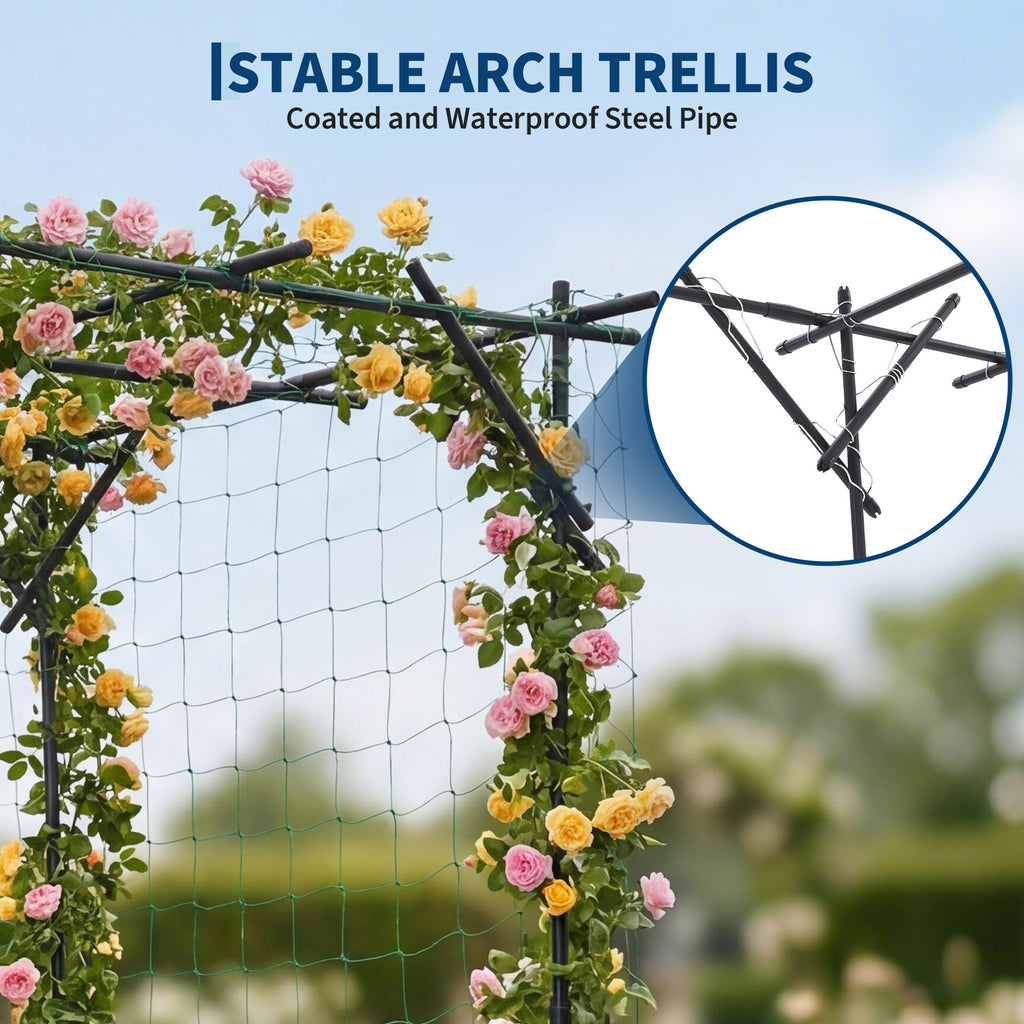 Garvee Garden Arch Trellis, 78"x78"x78" Galvanized Steel Metal Arbor with UV-Resistant PE Coating for Roses, Grapes, Cucumbers, Wedding & Patio Decor