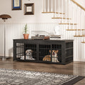 Garvee Double Dog Crate Furniture with Divider – Heavy Duty Wooden Dog House TV Stand – 3-in-1 Indoor Kennel End Table for Medium and Large Dogs – Adjustable Feet, Easy Assembly – Gray