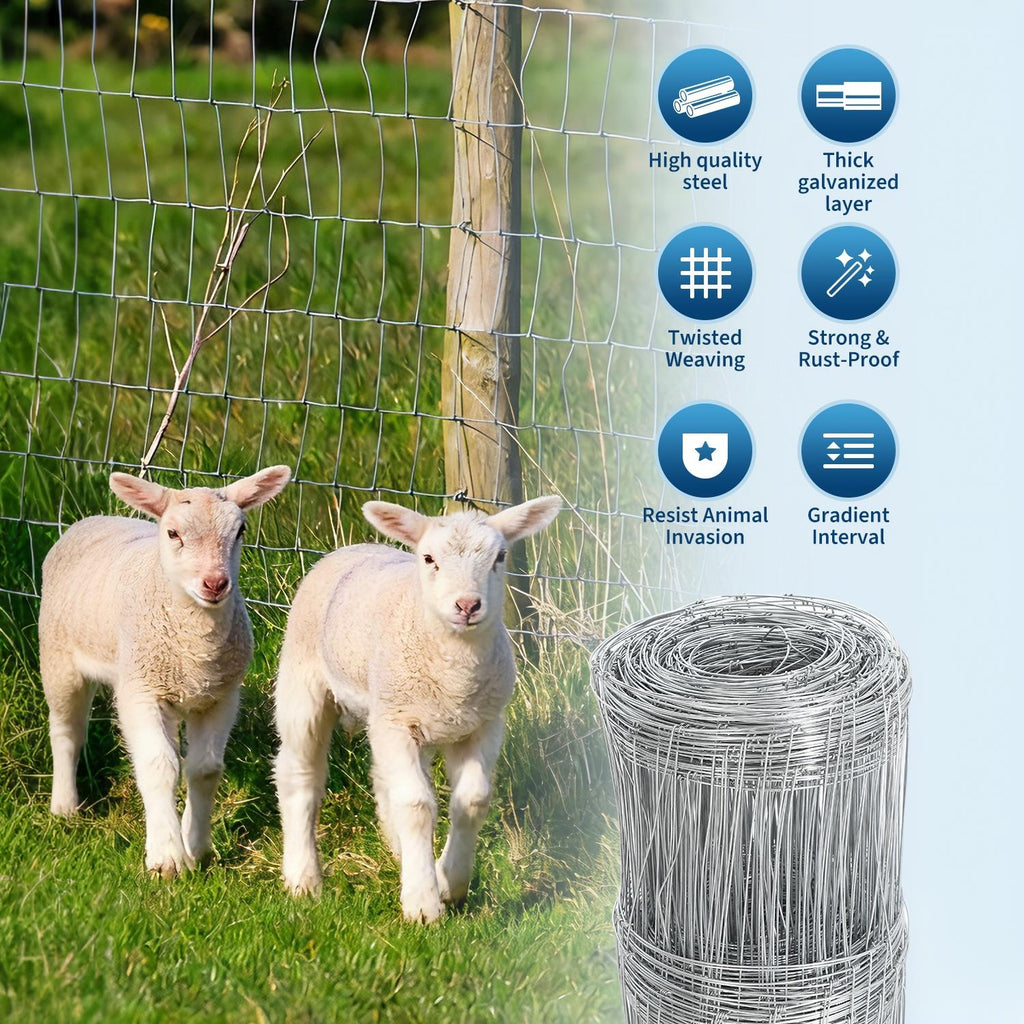 Garvee Farm Fence, 4 x 328ft Cattle Fencing, Livestock Wire Farm Fence Rolls for Hourse, Hog, Goat, & Deer, Cattle Panel