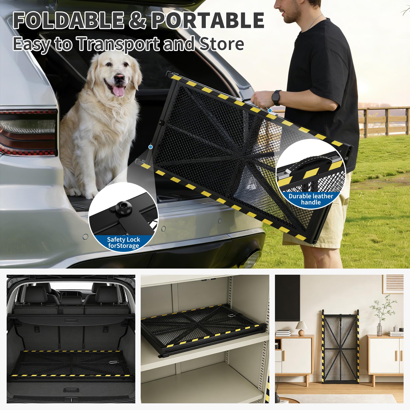 Garvee Heavy Duty Dog Ramp for Cars 300 LBS Capacity, 71"x20" Folding Non-Slip Pet Ramp for Large Dogs, Portable SUV & Truck Ramp