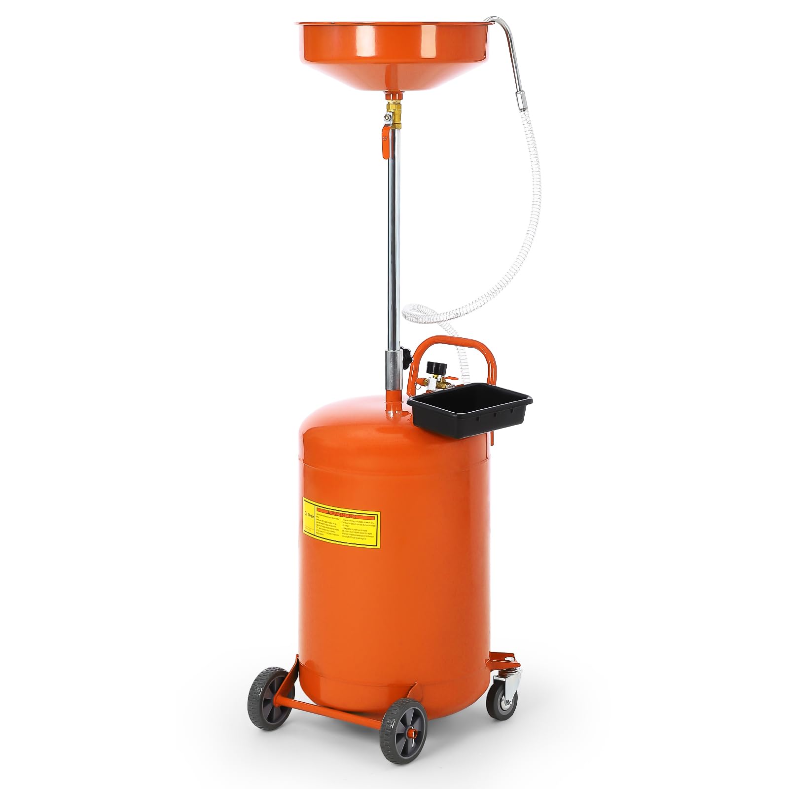 Garvee 20 Gallon Waste Oil Drain Tank with Adjustable Funnel, Air-Operated, Heavy-Duty Steel, Rust-Resistant, Portable with Casters, for Auto Repair Shops