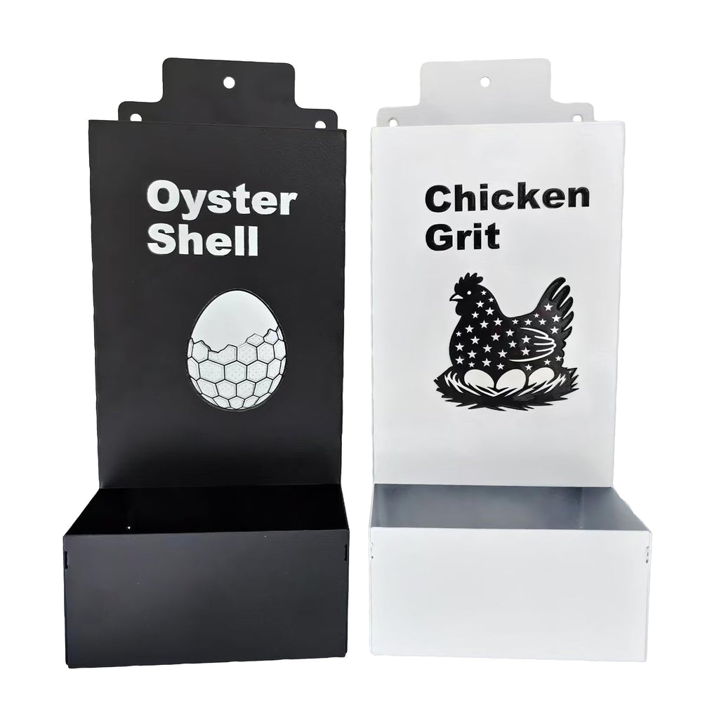 Garvee 9.8" Metal Poultry Supplement Feeders, 2PCS Anti-Waste Chicken Grit Feeder for Coop Fence