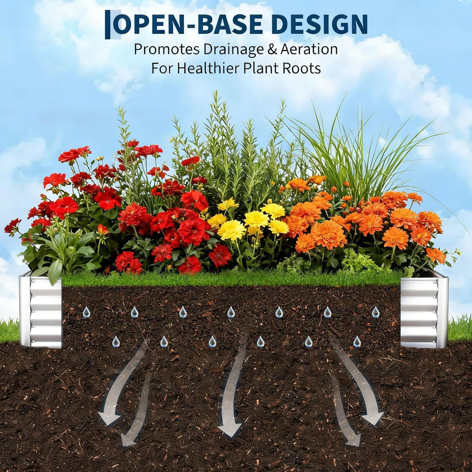Garvee Raised Garden Beds, 2 Pack 6 x 1.5 x 1 ft Galvanized Metal Planter Boxes with 38.6 lbs Build, Rectangular Outdoor Containers for Vegetables, Herbs & Flowers, Silver