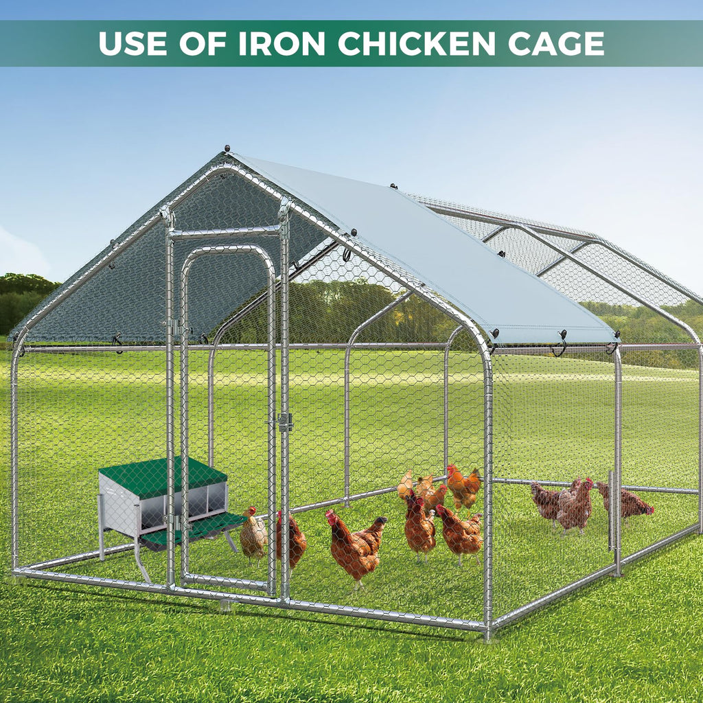 Garvee Heavy-Duty 4-Compartment Chicken Nesting Box – Roll Away Egg Collection Tray, Galvanized Steel (Green)