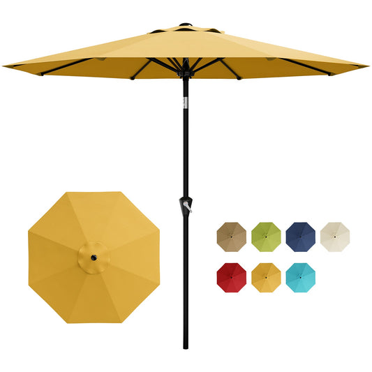 Garvee 9FT Yellow Outdoor Patio Umbrella - Market Table Parasol with Smooth Crank Lift, Push Button Tilt & 8 Sturdy Ribs, UV Protection, Waterproof Sunshade for Pool, Deck, Yard, Garden