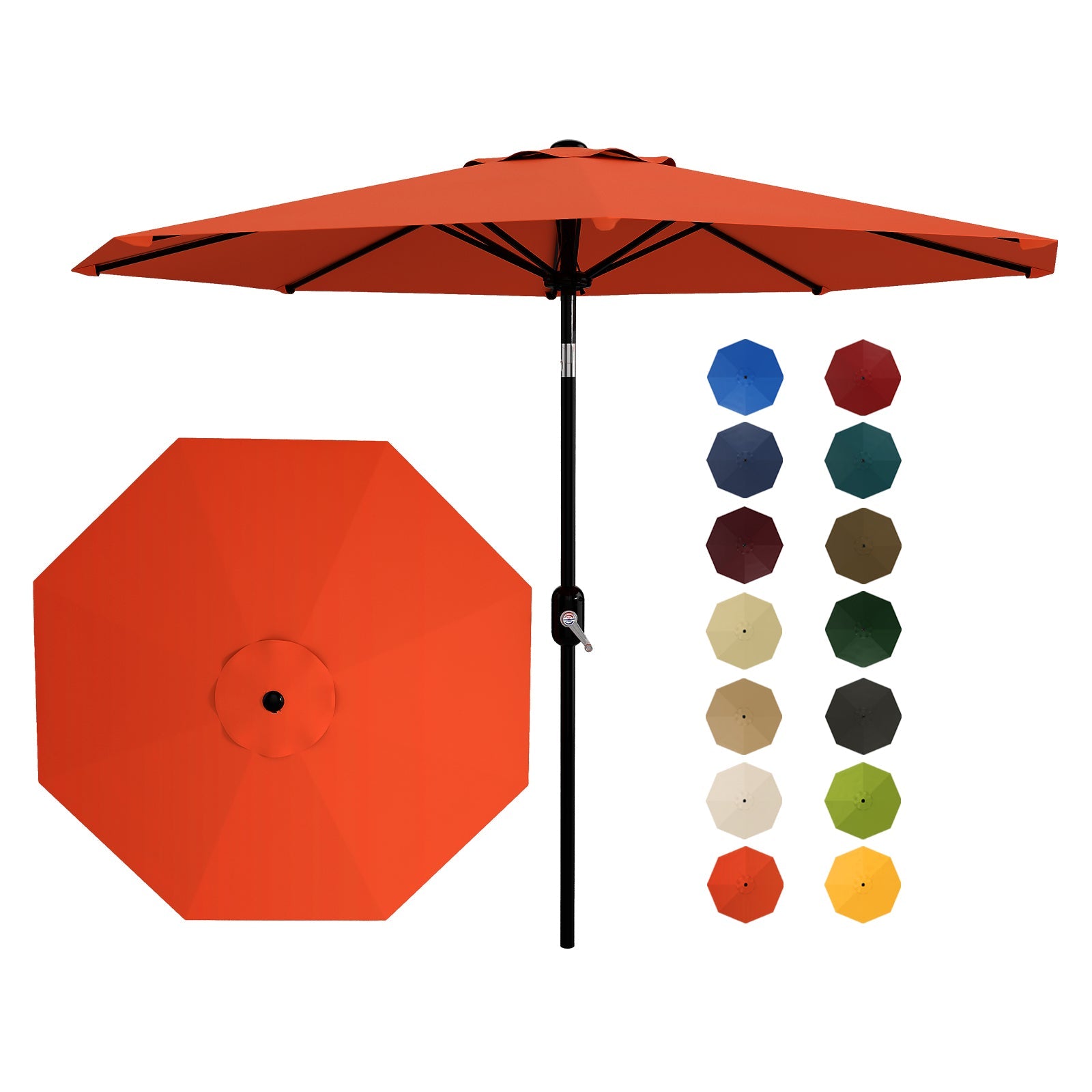 Garvee 10 ft Outdoor Patio Umbrella with 8 Sturdy Ribs, Crank Lift, Push-Button Tilt & UV-Resistant Waterproof Canopy for Garden, Deck, Pool & Yard, Orange