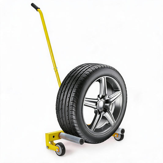 Garvee Heavy Duty Adjustable Tire Wheel Dolly – 330lbs Capacity, 23.5"-43.5" Width, 8in 360° Rollers – For Semi Truck, SUV, ATV, RV, Trailer – Industrial Tire Lifter Cart – Yellow