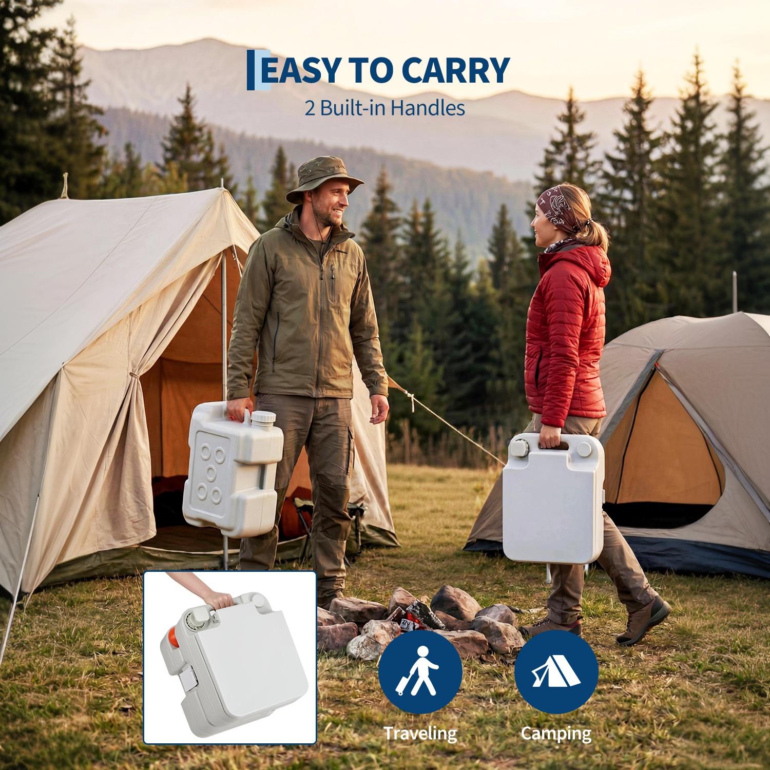 Garvee Pressurized 3-Outlet Flush Portable Toilet for Home & RV – 20L Display, Round Seat, Level Gauge, 22L Detachable Waste, 12L Clean Water Tank, Gray White – Pull-Out Water | Portable toilet 20L display three-outlet water pressure type pull-out water |