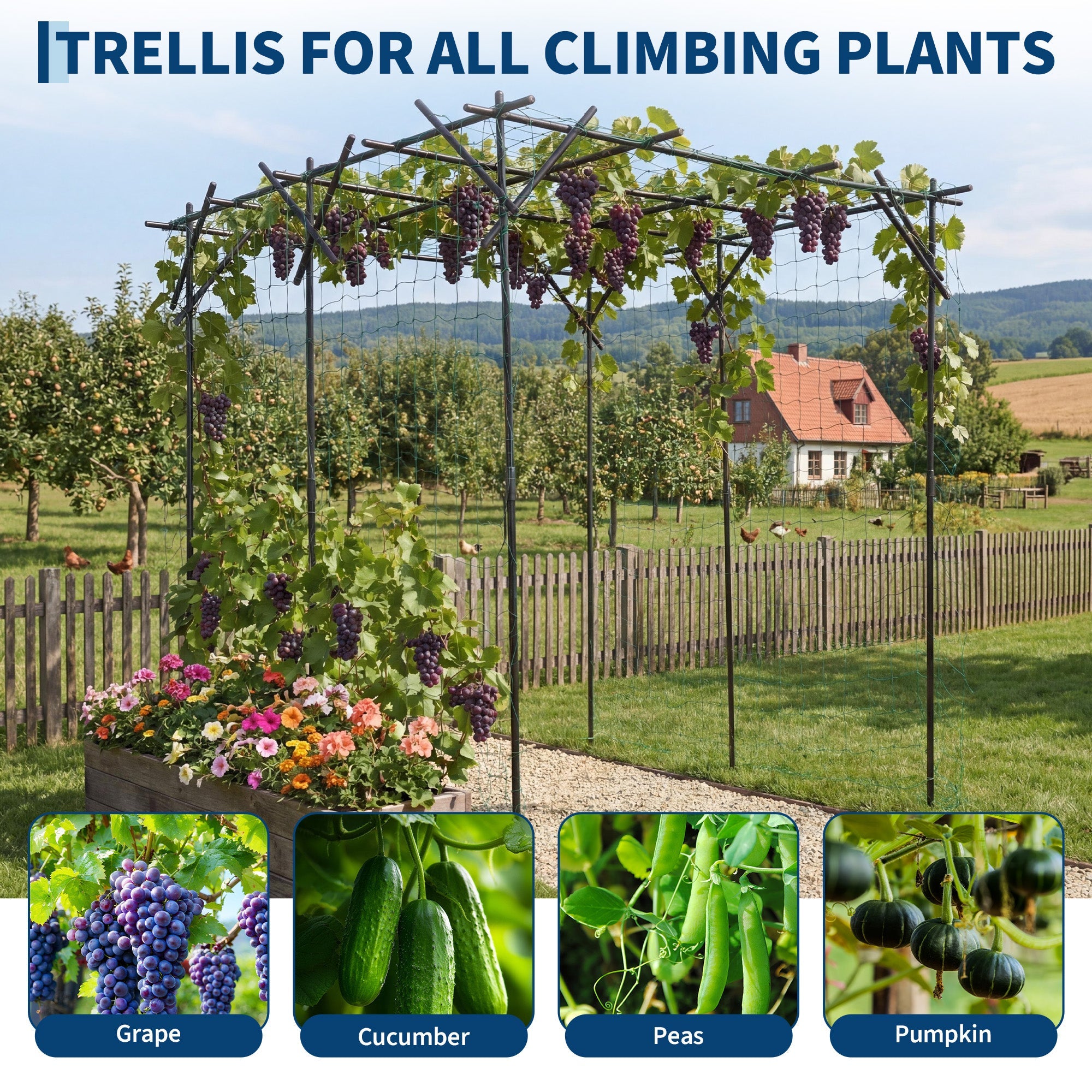 Garvee Garden Arch Trellis, 78"x78"x78" Galvanized Steel Metal Arbor with UV-Resistant PE Coating for Roses, Grapes, Cucumbers, Wedding & Patio Decor