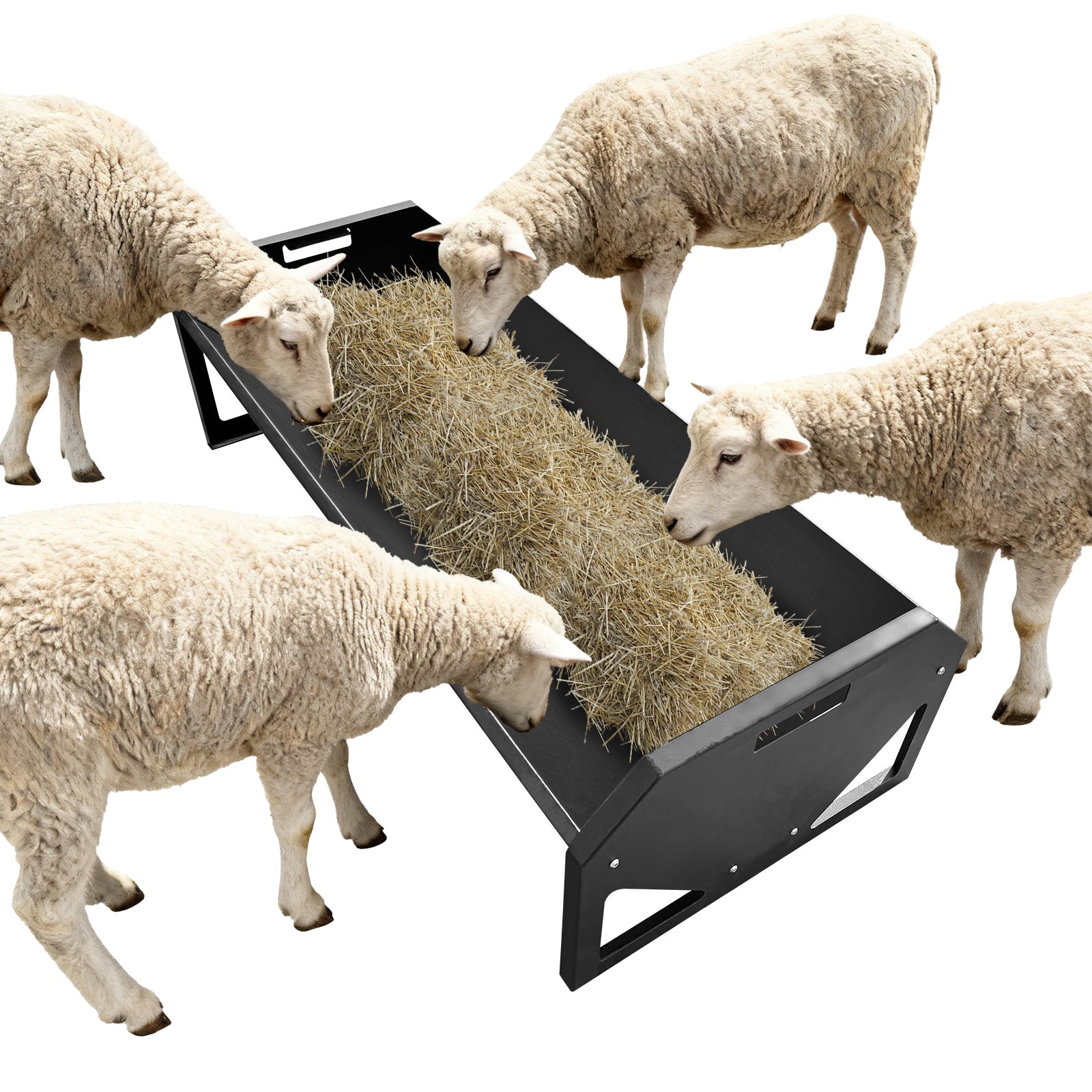 Garvee Livestock Feeder, 45.13" Hay Feeder for 10 Sheep Once, Heavy Duty 22 Gallon Capacity Livestock Feeding Trough for Horse, Goat, Sheep, Cattle, Cow, Alpaca, Black