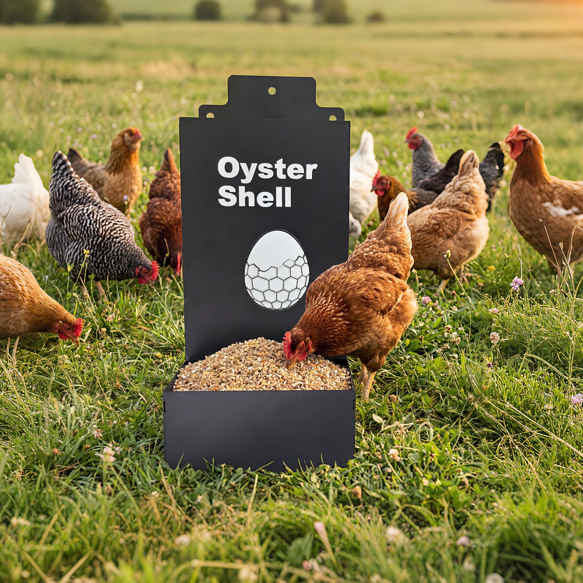 Garvee 9.8" Metal Poultry Supplement Feeders, 2PCS Anti-Waste Chicken Grit Feeder for Coop Fence