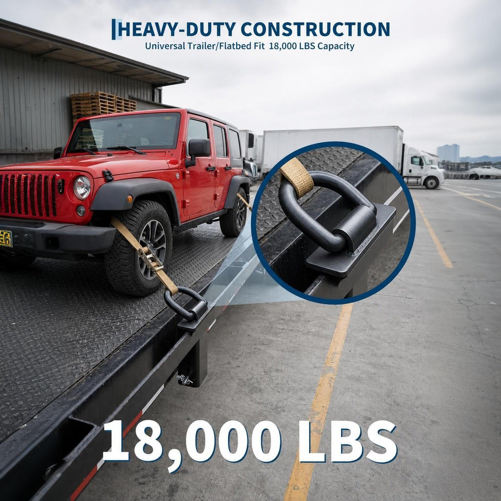 Garvee Heavy Duty 18,000lbs Removable Stake Pocket D-Ring Tie Down Anchors – 5/8" Hitch Pin, 4 Adjustable Holes, Anti-Loss Wire, Securement for Utility Trailers, Flatbeds, Cargo Trucks, Black, 5/8 Inch, 6 Pieces