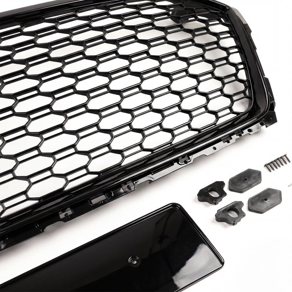 Garvee Sport Style Honeycomb Front Grille for Audi A5 2017-2019 – Gloss Black ABS – Direct Fit Without Emblem – Aggressive Look – Fits European Version – Color: Gloss Black
