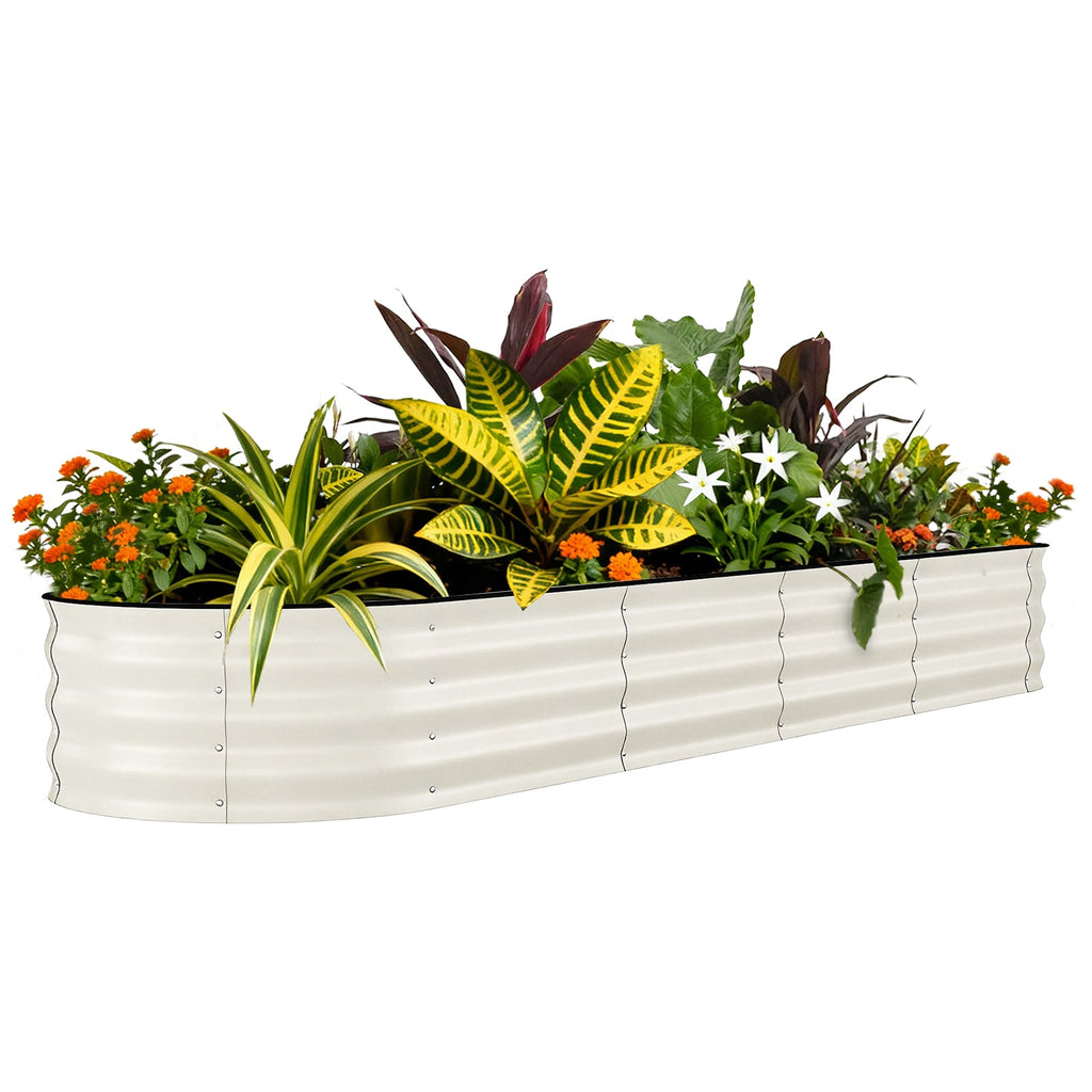 Garvee 8' X 2' X 1.5'Galvanized Raised Garden Bed, Metal Planter Box for Vegetables, Flowers & Herbs, Rust-Resistant, Easy Assembly, Beige
