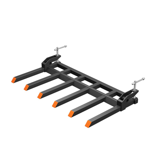 Garvee 60" Tractor Bucket Debris Fork Attachment, 6-Tine Clamp-On Forks for Farm and Yard Cleanup