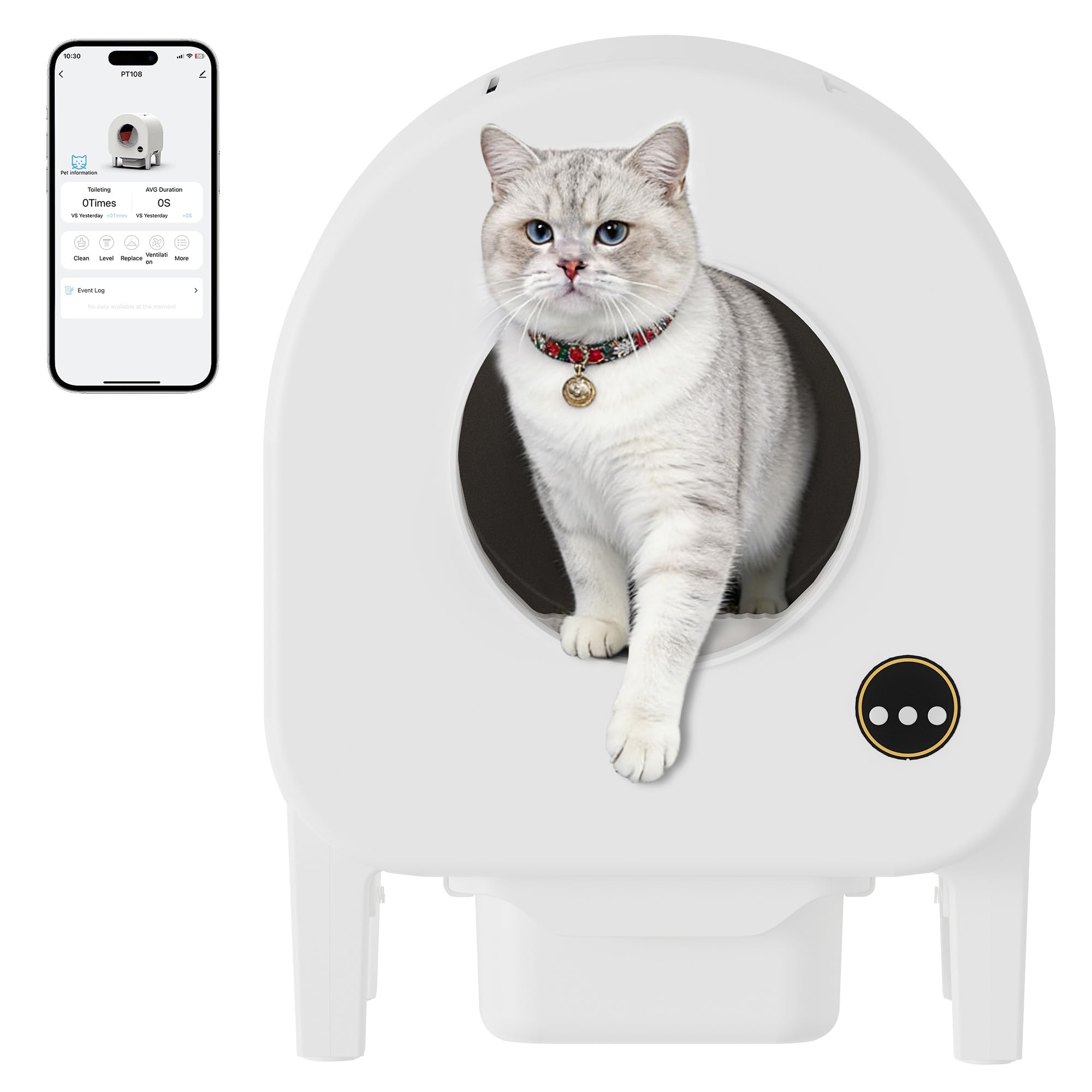 Garvee Self-Cleaning Cat Litter Box, Automatic Smart Pet Litter Box, Large Capacity for Multiple Cats, WiFi-Enabled App Control with Safety Sensors w/Garage Bags