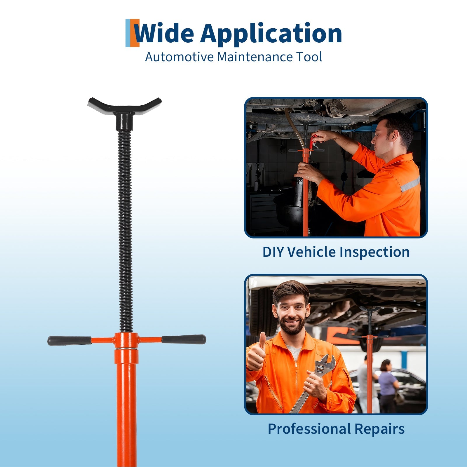 Garvee Adjustable Under Hoist Support Stand – 3/4 Ton (1653 lbs) Capacity – Heavy Duty Screw Jack – 52-76 Inch Height Range – For Vehicle Lifting & Maintenance – Round Bottom (1340-1930mm), Orange