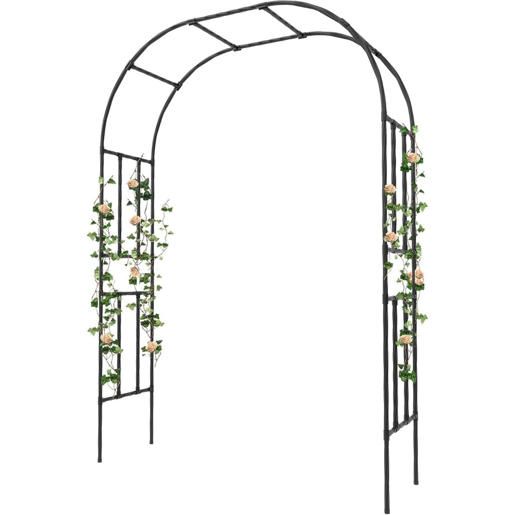 Garvee Metal Garden Arch Arbor Trellis – Heavy Duty Steel Garden Arbor for Climbing Plants, Wedding Ceremony, Party & Outdoor Decoration – Weather-Resistant Black Garden Archway for Lawn, Patio, and Pathway