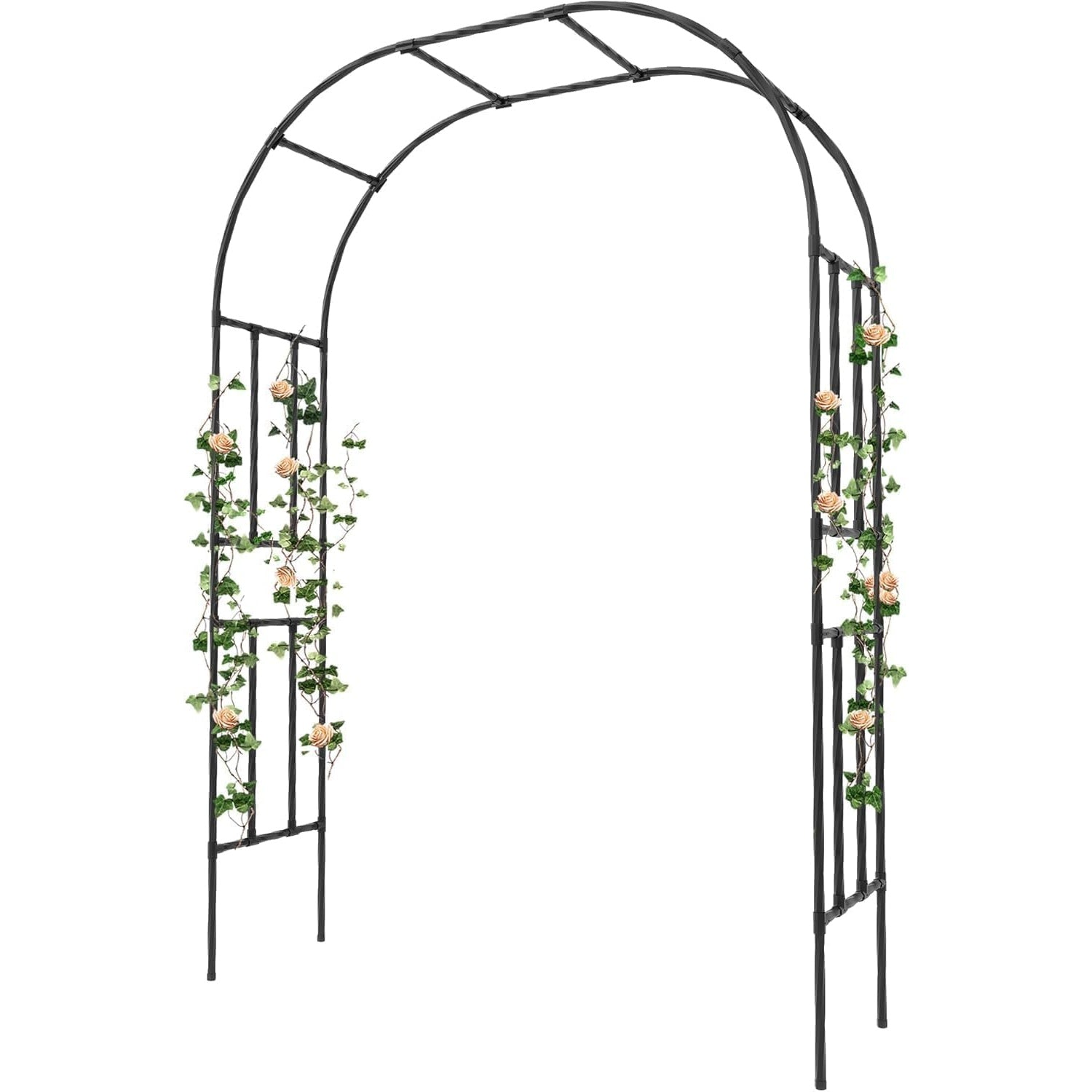 Garvee Metal Garden Arch Arbor Trellis – Heavy Duty Steel Garden Arbor for Climbing Plants, Wedding Ceremony, Party & Outdoor Decoration – Weather-Resistant Black Garden Archway for Lawn, Patio, and Pathway