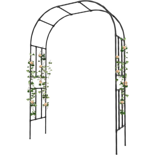 Garvee Metal Garden Arch Arbor Trellis – Heavy Duty Steel Garden Arbor for Climbing Plants, Wedding Ceremony, Party & Outdoor Decoration – Weather-Resistant Black Garden Archway for Lawn, Patio, and Pathway