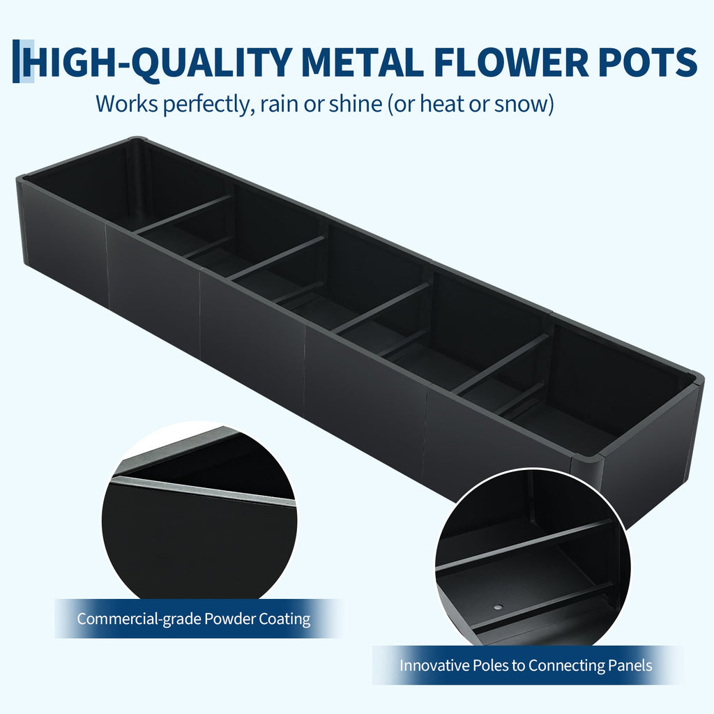 Garvee 70" X 20" X 12" Heavy Duty Black Steel Raised Garden Bed Planter Box – Weather Resistant, Tool-Complimentary Assembly, Rectangular with Base, Ideal for Patio, Balcony, Commercial Use, With Bottom