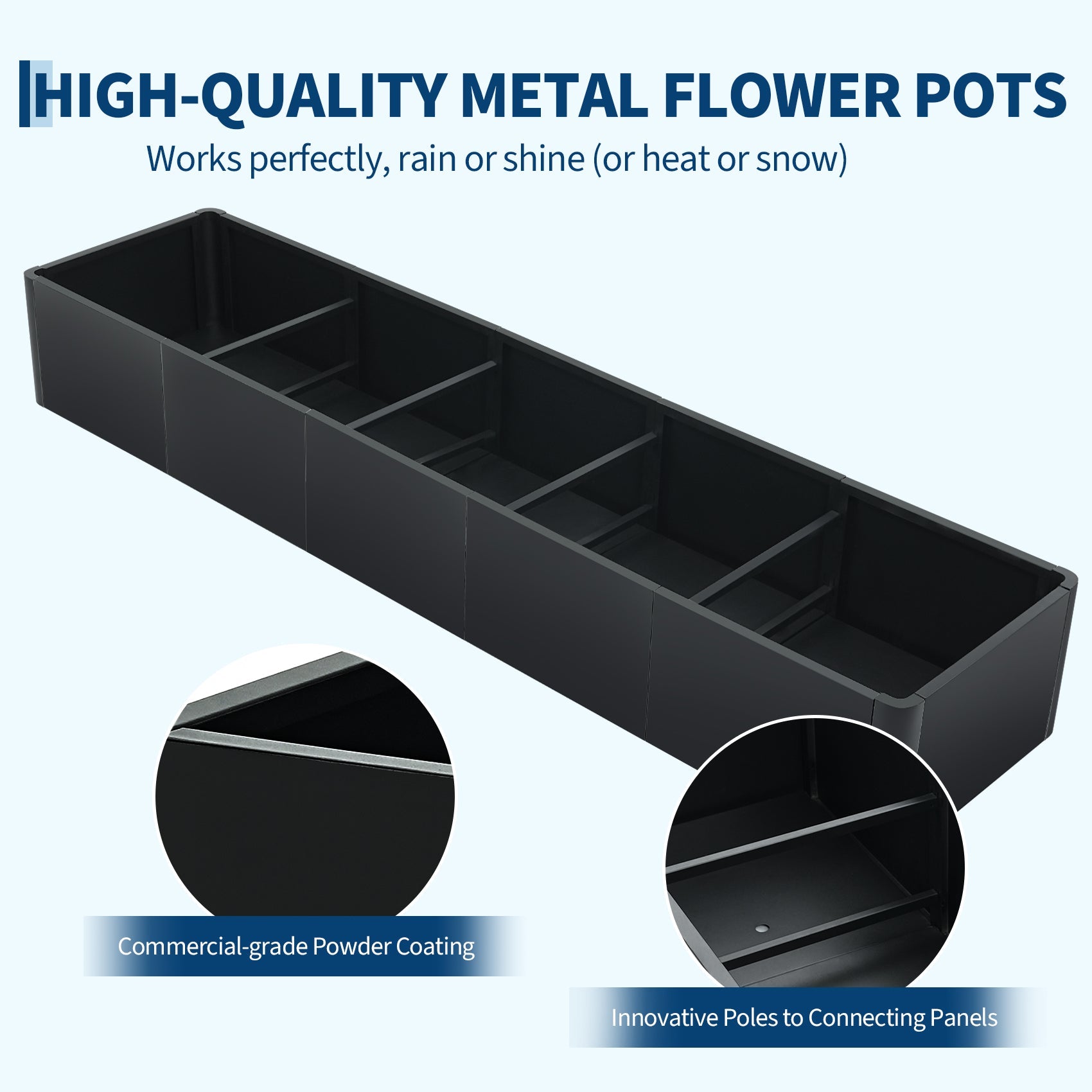 Garvee 70" X 20" X 12" Heavy Duty Black Steel Raised Garden Bed Planter Box – Weather Resistant, Tool-Complimentary Assembly, Rectangular with Base, Ideal for Patio, Balcony, Commercial Use, With Bottom
