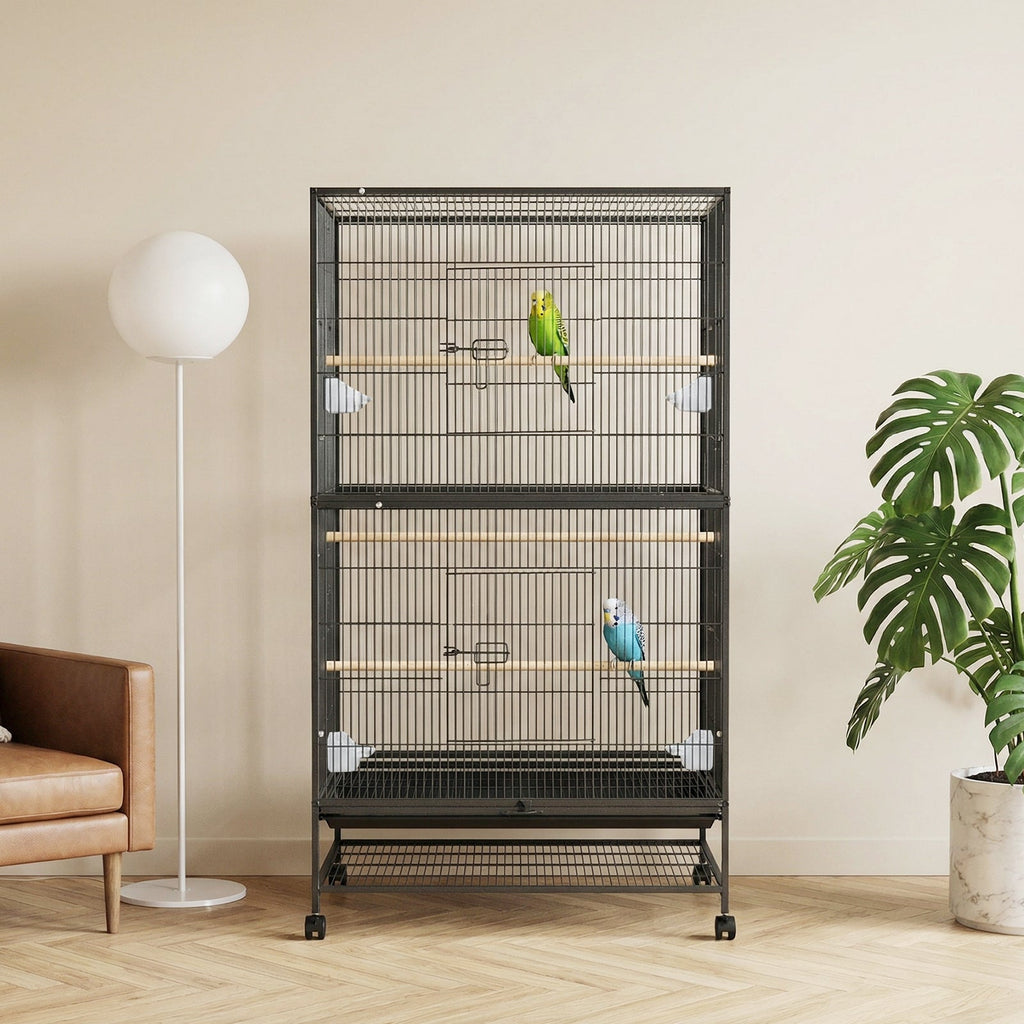 Garvee 61 Inch Large Bird Cage, Bird Cage with Rolling Storage Stands, Feed Bowls, Wide Tall Parakeet Cage for Macaw, Parakeets, Parrot, Conures, Cockatiel, Cockatoo