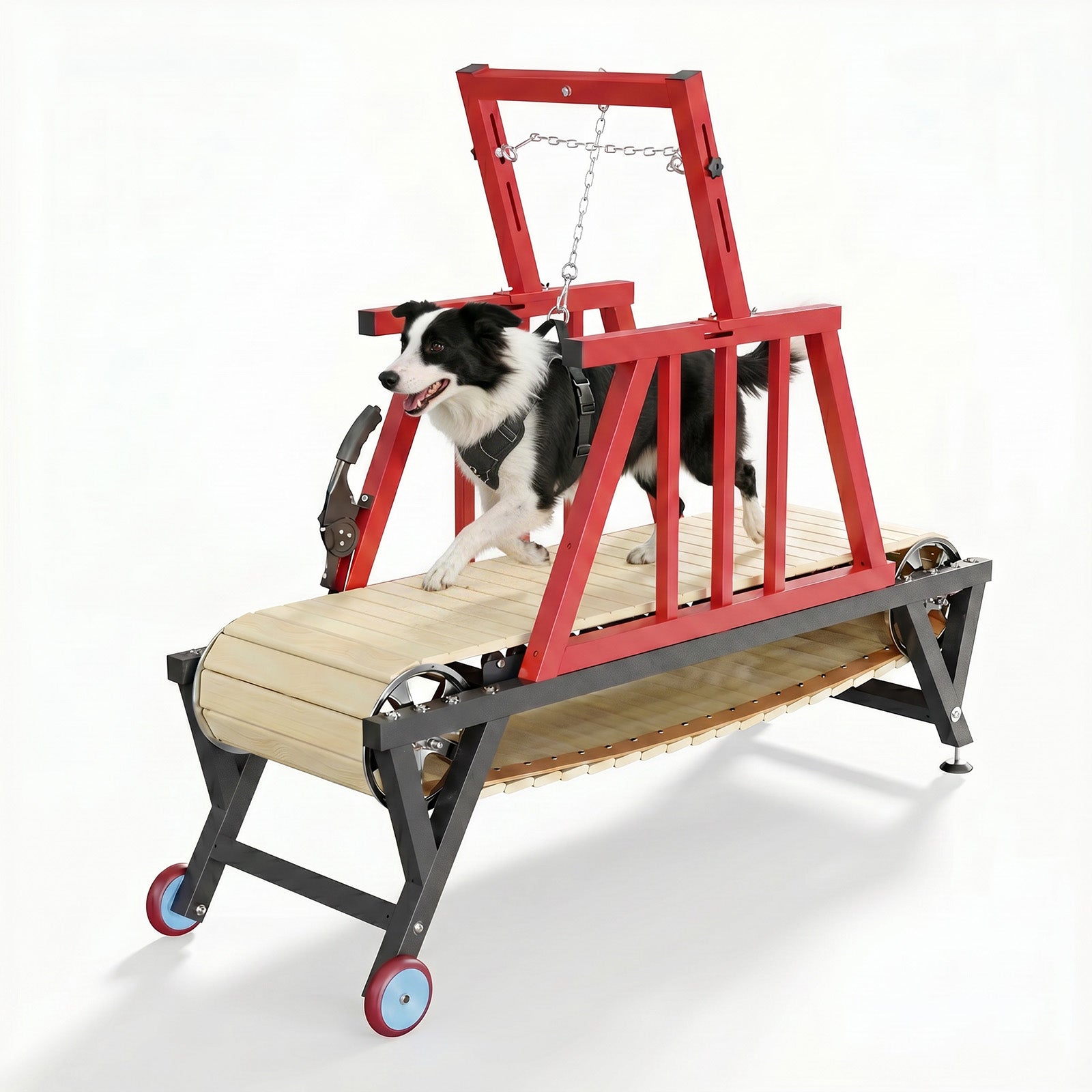 Garvee Heavy Duty Dog Treadmill for Large and Medium Breeds – Carbon Steel Slatmill, 3 Adjustable Ramps, Brake – Non-Powered Indoor & Outdoor Canine Fitness – Red